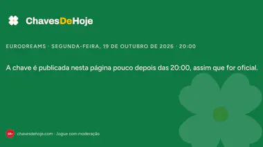 EuroDreams de segunda-feira, 19 de outubro de 2026: sorteio às 20:00